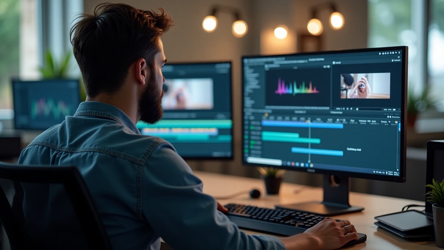 Video editing screen showing subtitle creation process